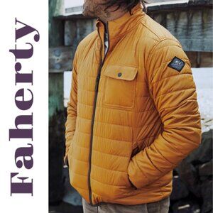 FAHERTY ATMOSPHERE PUFFER JACKET GOLD INSULATED FULL ZIP WATER REPELLENT, SMALL